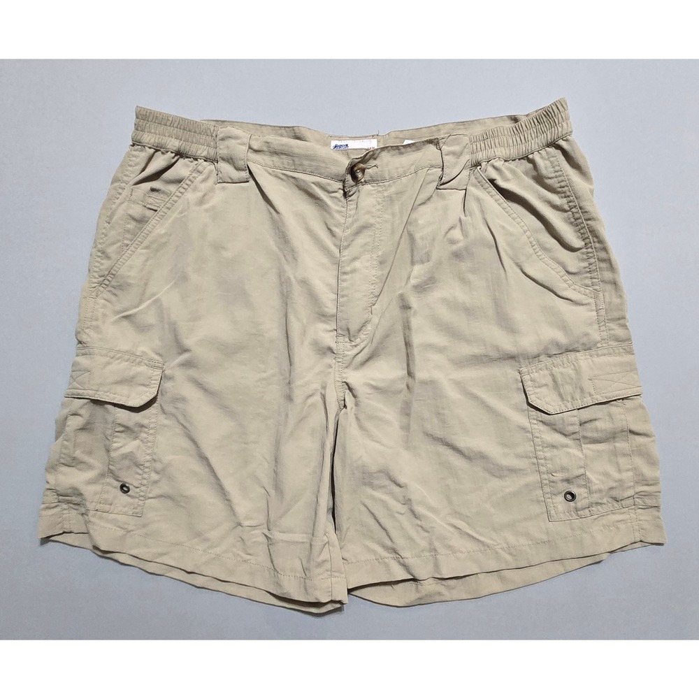 All-American Fisherman Cargo Shorts Mens L Khaki Nylon Fishing Hiking Pockets